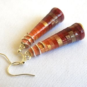 3/$30 Cranberry Red Ombre Boho Earrings